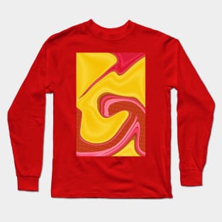 Red and Yellow Swirling Liquify Pattern Long Sleeve T-Shirt